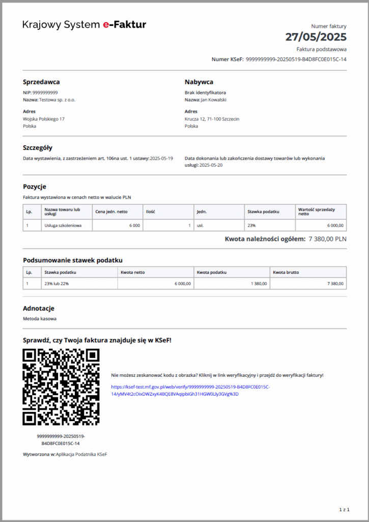 Faktura z kodem QR